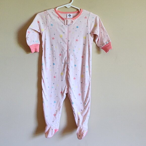 Gerber Baby Girl Pink With Stars Footed Sleep 'N Plays Size 3-6 Months - Picture 3 of 6